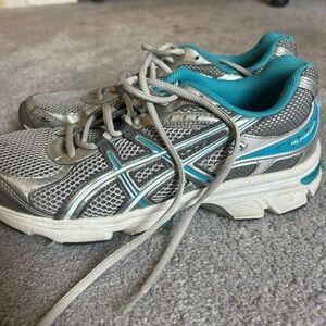ASICS Silver and Blue Running Shoes